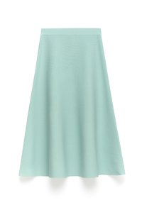 Aline kjol i ljus mintgrön, tillverkad av mjukt tyg. Har en slät midja och vid nederkant, med en lätt och flödande design.