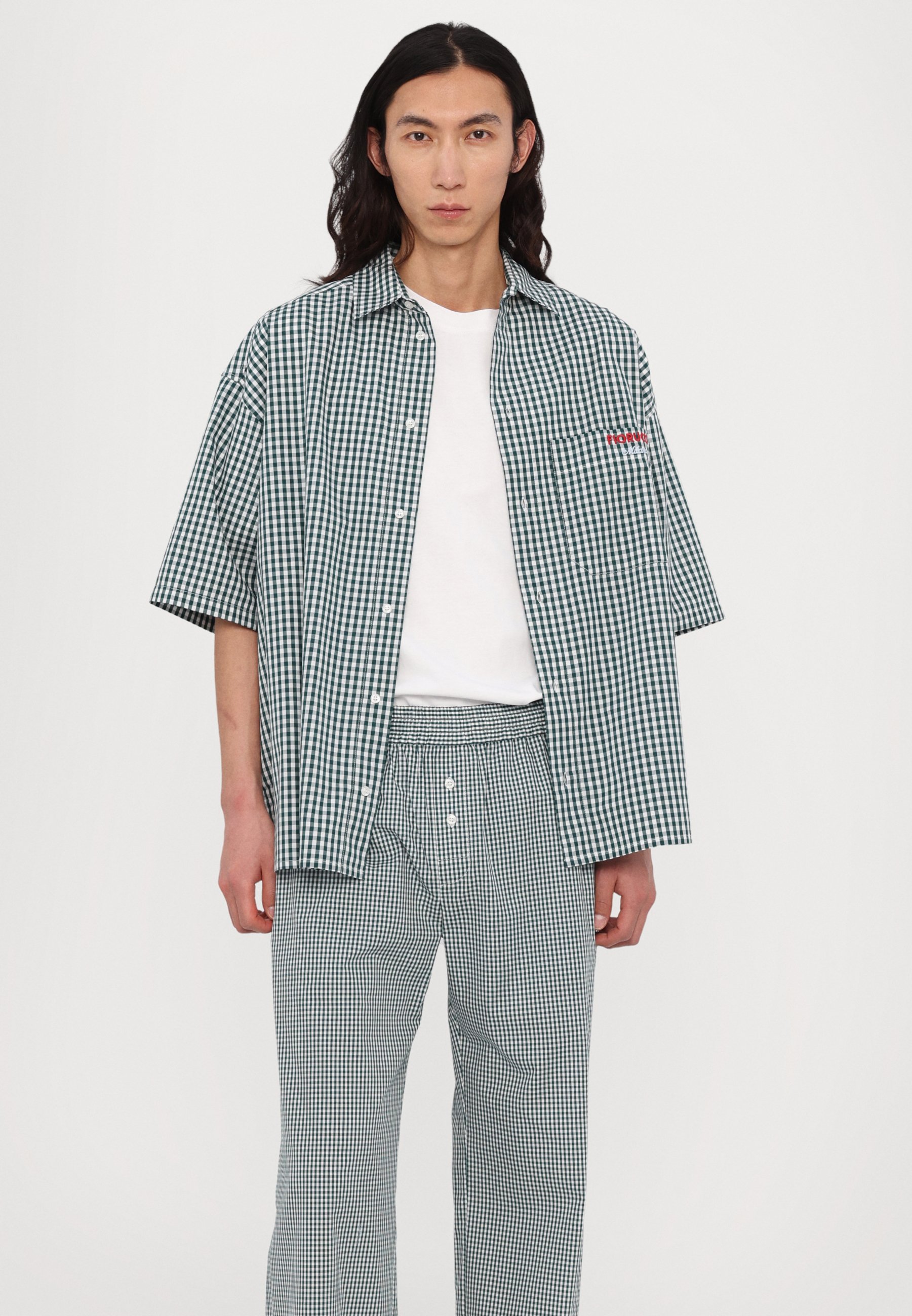 Fiorucci GINGHAM LOGO TROUSERS UNISEX - Trousers - dark green