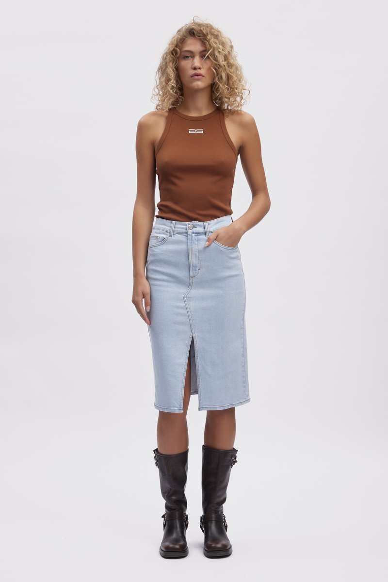 Gestuz DENIA MIDI SKIRT - Uska suknja - light blue washed