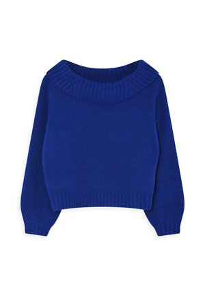 Sinine kootud särk ribidega avatud õlgadega krae, pikad varrukad ning ribiga mansetid ja allserv. Pehme tekstuuriga, ühtlase värviga muster.