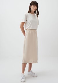 Jimmy Key BASIC COMFORTABLE MIDI SKIRT - A-Linien-Rock - bej-130