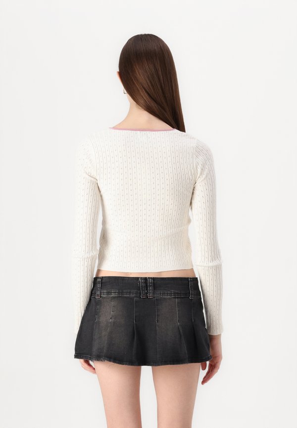 POINTELLE TIE FRONT - Cardigan - cream2