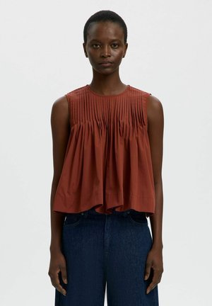 Selected TOP PLISSIERTES - Blouse - cherry mahogany