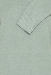 Light green knit sweater with a smooth texture, featuring a ribbed cuff. The fabric appears soft and minimally detailed.