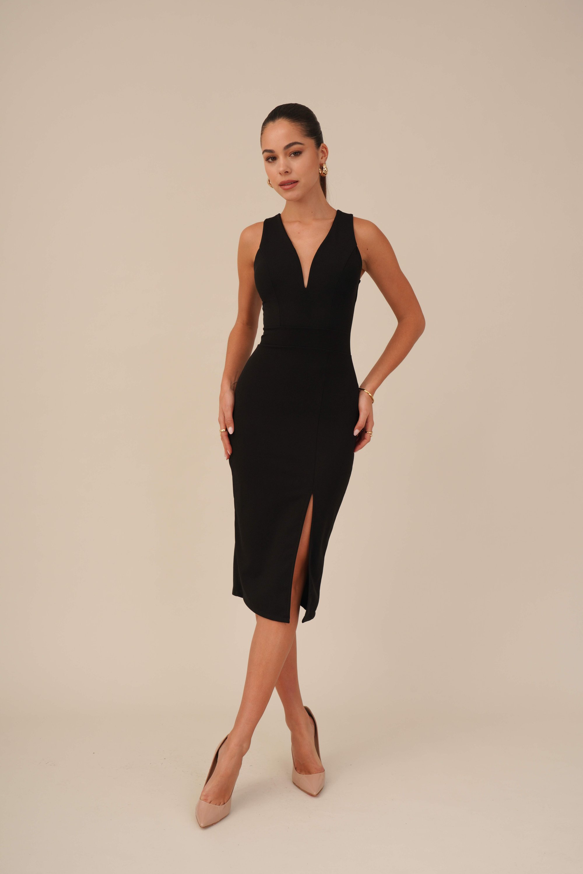 WAL G. V NECK MIDI - Robe en jersey - black/noir - ZALANDO.FR