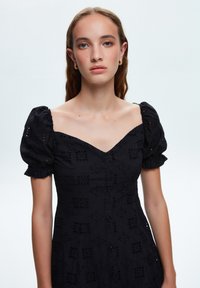 adL HEART COLLAR BALLOON SLEEVE VOILE MINI  - Vestido informal - black