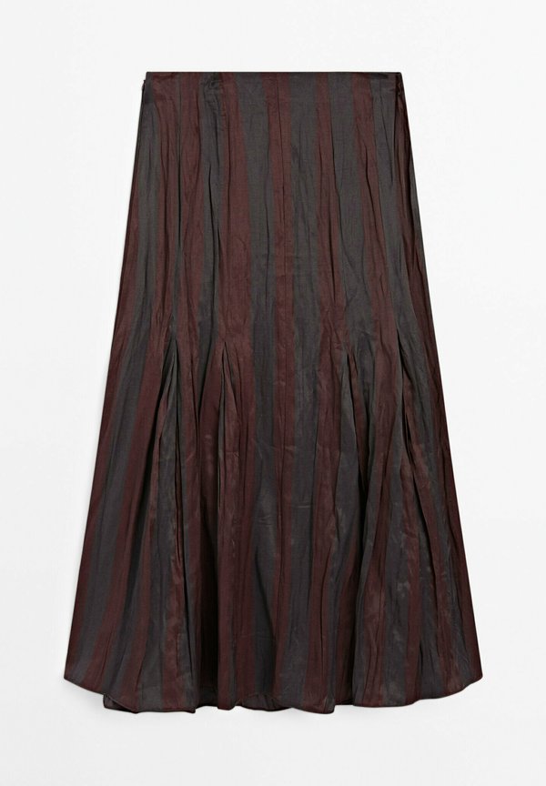STRIPED FLOWING - Maxi skirt - bordeaux2