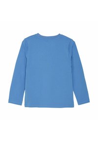 Langarm-T-Shirt in Hellblau mit Rundhalsausschnitt, aus weichem Stoff; schlichtes Design ohne Muster oder Akzente.