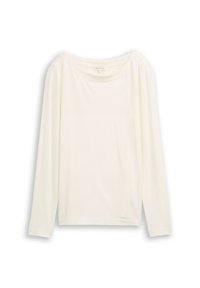Langsleeve t-shirt in off-white stof, met een wijde halslijn, een Relaxed fit en een zachte textuur. Eenvoudig ontwerp zonder patronen of accenten.