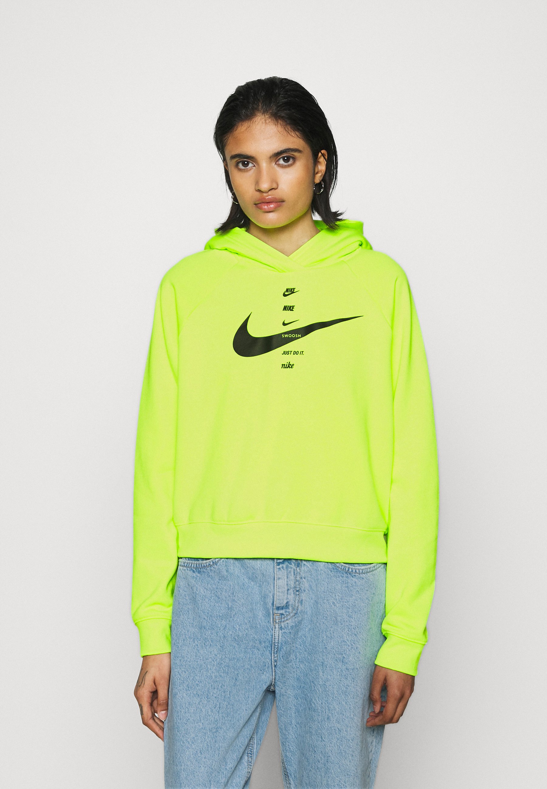 Nike Sportswear HOODIE - à - volt/black/jaune fluo ZALANDO.FR