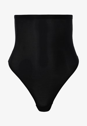 Body din dantelă negru, cu talie înaltă, realizat dintr-un material neted și elastic. Prezintă un design elegant, cu cusături minime și o potrivire strânsă.