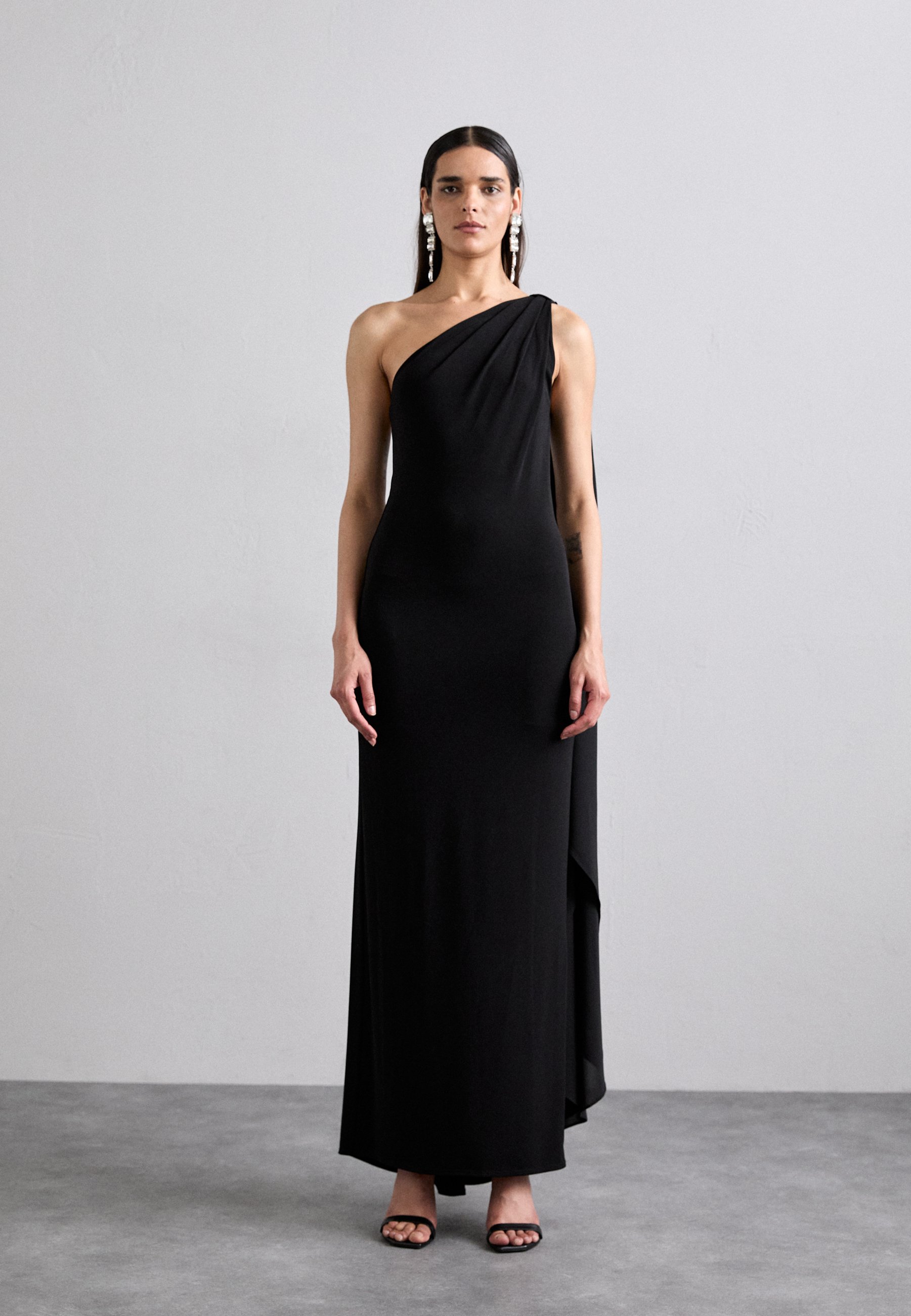 open lace back dress Alice + Olivia | One Shoulder Chiffon Drape Dress
