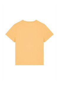 Korte mouw T-shirt van zacht geel katoen, met een ronde hals en een relaxte pasvorm. De achterkant is eenvoudig, zonder logo's of ontwerpen.