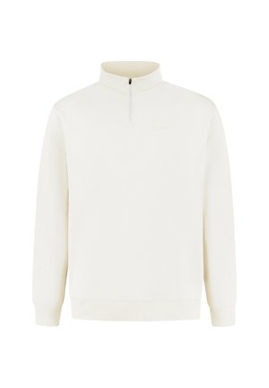 Kermakuvio pullover-sweatshirt, jossa on vetoketjullinen kaulus, ribatut hihansuut ja helma. Valmistettu tekstuuripintaisesta kankaasta, jossa on huomaamaton tuotemerkin logo.