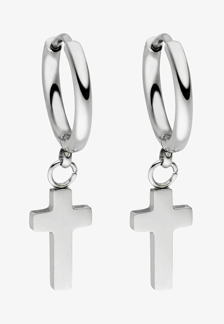 PURELEI CROSS CREOLE - Earrings - silver-coloured