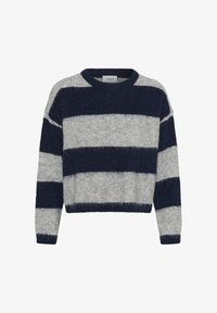 Sélectionné, navy grey melange stripe