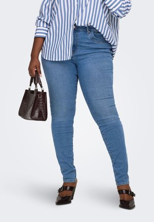 CARANE MIDWAIST   - Oprijete (skinny) kavbojke - medium blue denim