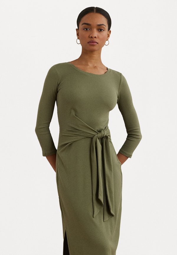 IMALAH TIE FRONT COTTON BLEND CREWNECK DRESS - Jersey dress