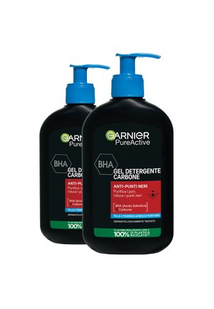 GARNIER GEL DETERGENTE CARBONE ANTI-PUNTI NERI CON BHA E CARBONE - 2 PACK - Gel detergente - trasparente