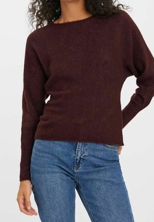 Stickad tröja - mottled dark red