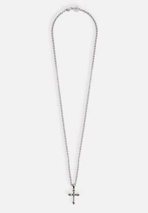 Collana in argento con pendente a croce, progettata con accenti decorativi e una finitura lucida. La catena è delicata e regolabile.