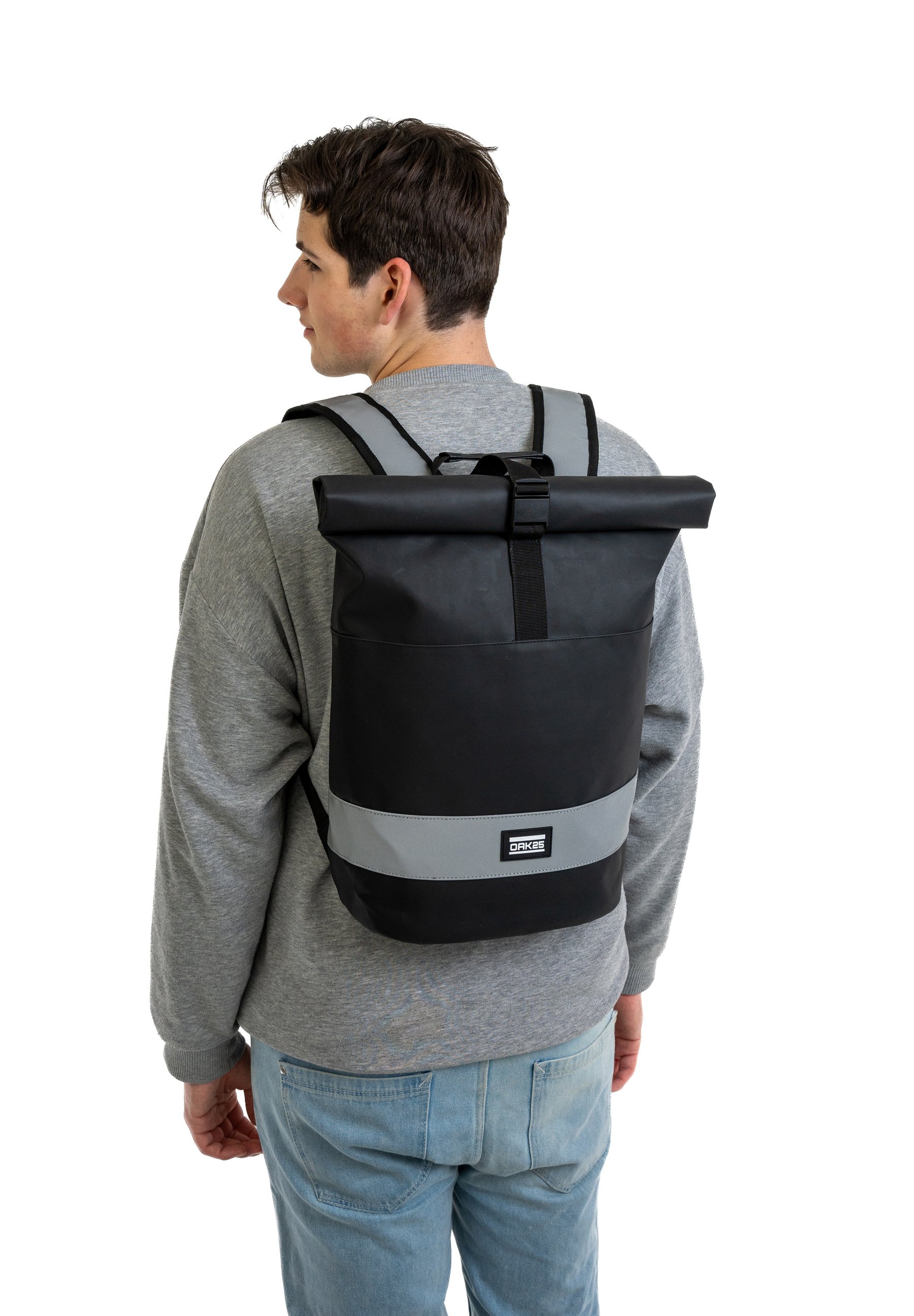Sac à Dos Vélo Réfléchissant OAK25 Rolltop - Compartiment Ordinateur 15", étanche, Confortable Pour Trajets Quotidiens