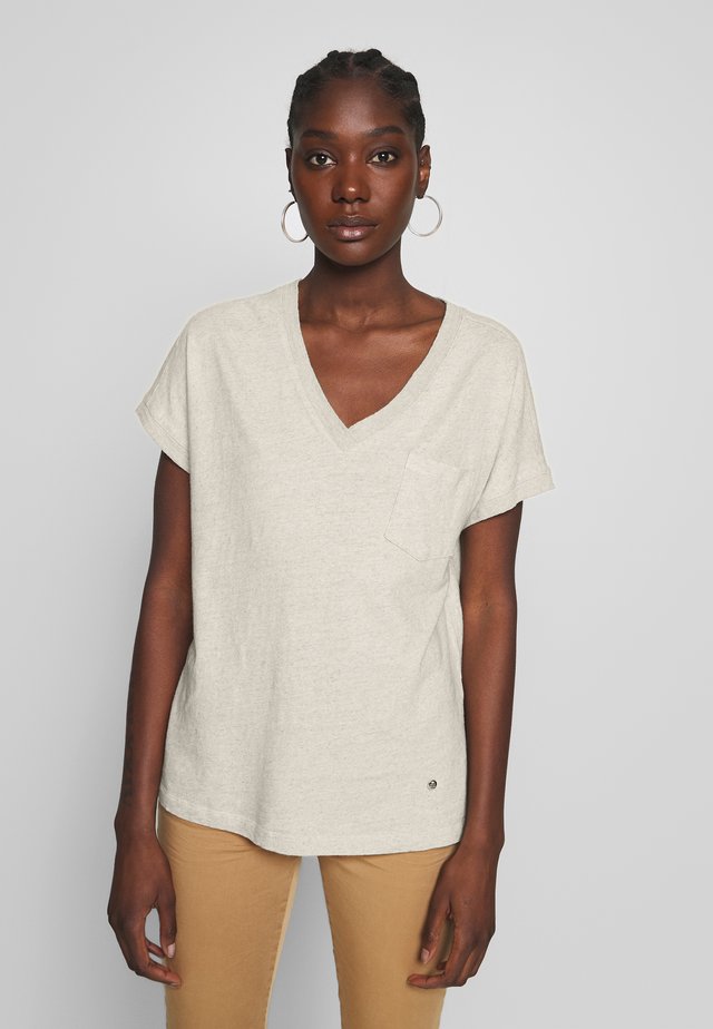 MAYA V-NECK TEE - Basic T-shirt - safari