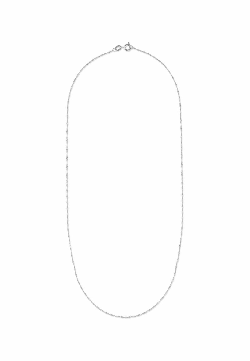 Silberne Halskette mit feinem, gedrehtem Glieddesign. Verfügt über einen sicheren Karabinerverschluss. Länge geeignet für gestapeltes Styling.