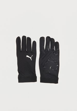 Pair of black athletic gloves with Puma logo on the back and rubberized grip patterns on the palm and fingers.