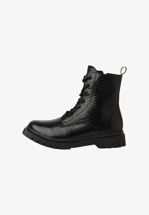 Členkové čižmy na platforme - black struct.