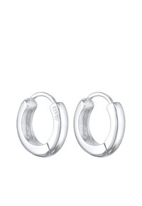 Sterling silver hoops med en polerad yta, som har en elegant, böjd design och en säker låsmekanism. Noterbara stämplar synliga.