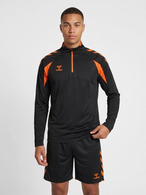 Hummel 2.0 HALF ZIP - Sweatshirt - black orange tiger