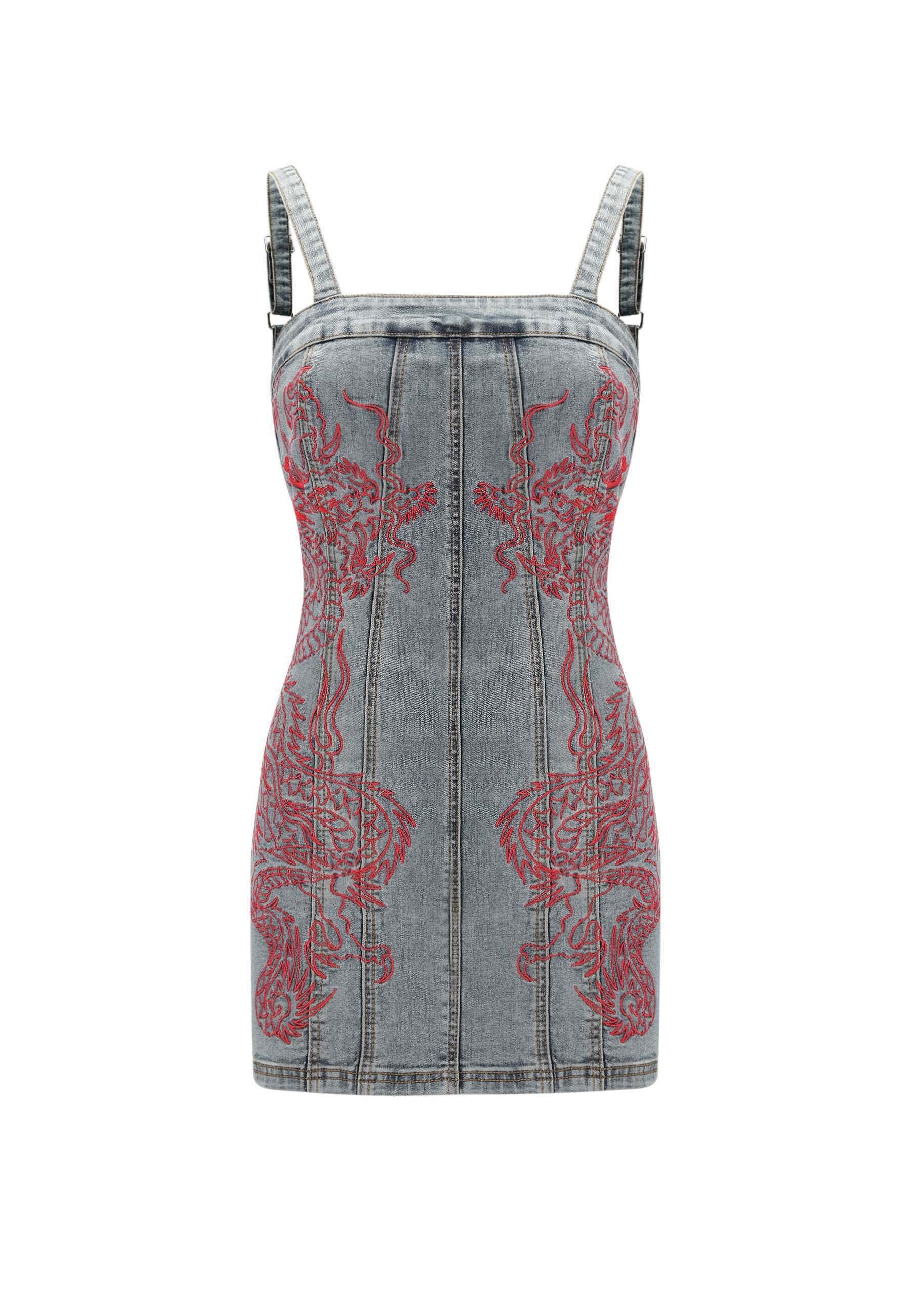 Ed Hardy DRAGON FLAME - Denim dress - black - Zalando