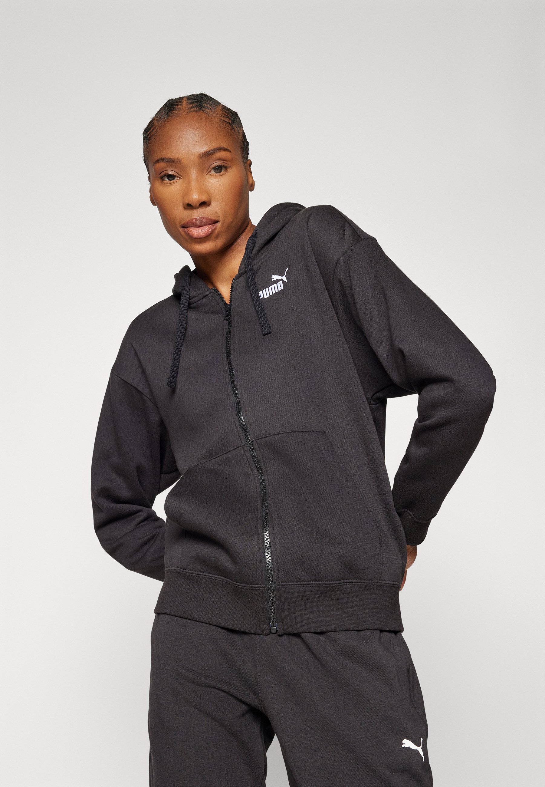 Puma SMALL LOGO COMFORT FULL-ZIP HOODIE - Sweat zippé - black/noir -  ZALANDO.FR