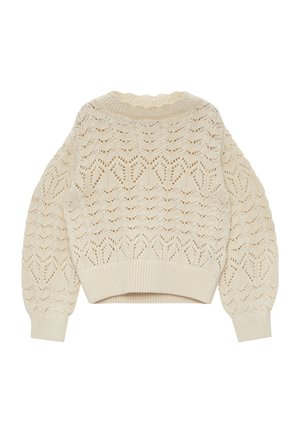 LOOSE-FIT- MIT AJOUR-MUSTER - Strickpullover - helles sand