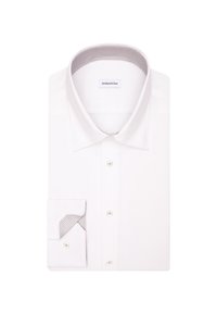 Witte dress shirt met een textuurafwerking, een scherpe kraag en een uitgevoerd interieur. Bevat een enkele borstzak en parelmoeren knopen.