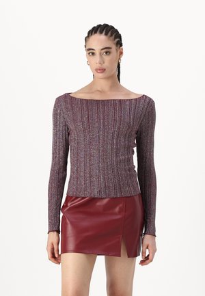 ONLY ONLPEARL BOATNECK - Hosszú ujjú felső - burgundy detail:silver lurex