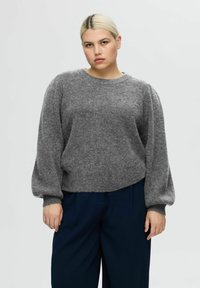 Selected Femme SLFLULU O-NECK NOOS - Pulóver - medium grey melange