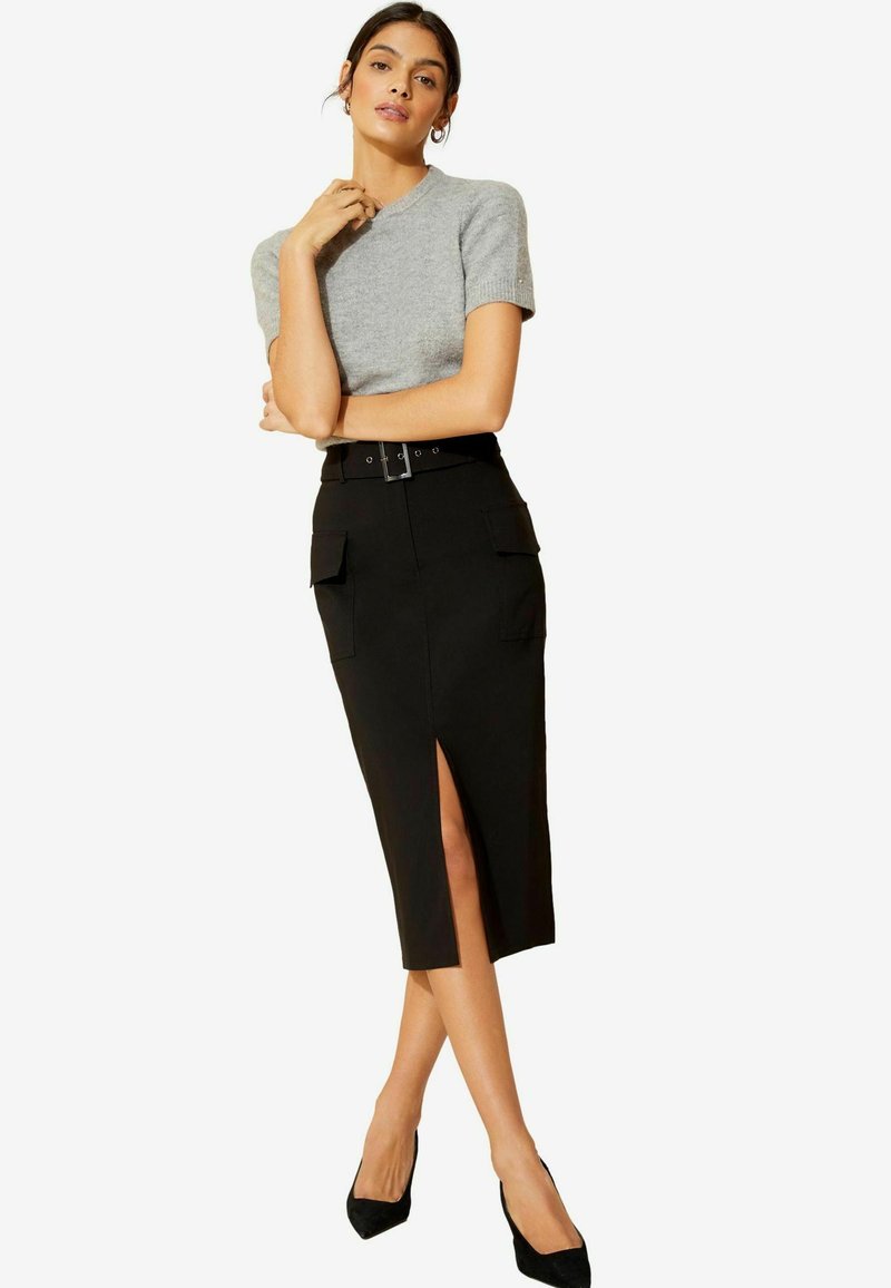 Friends Like These UTILITY SUPER STRETCH TAILORED MIDI REGULAR FIT - Bleistiftrock - black