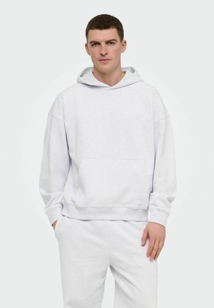 Pulover s kapuco - super light grey melange