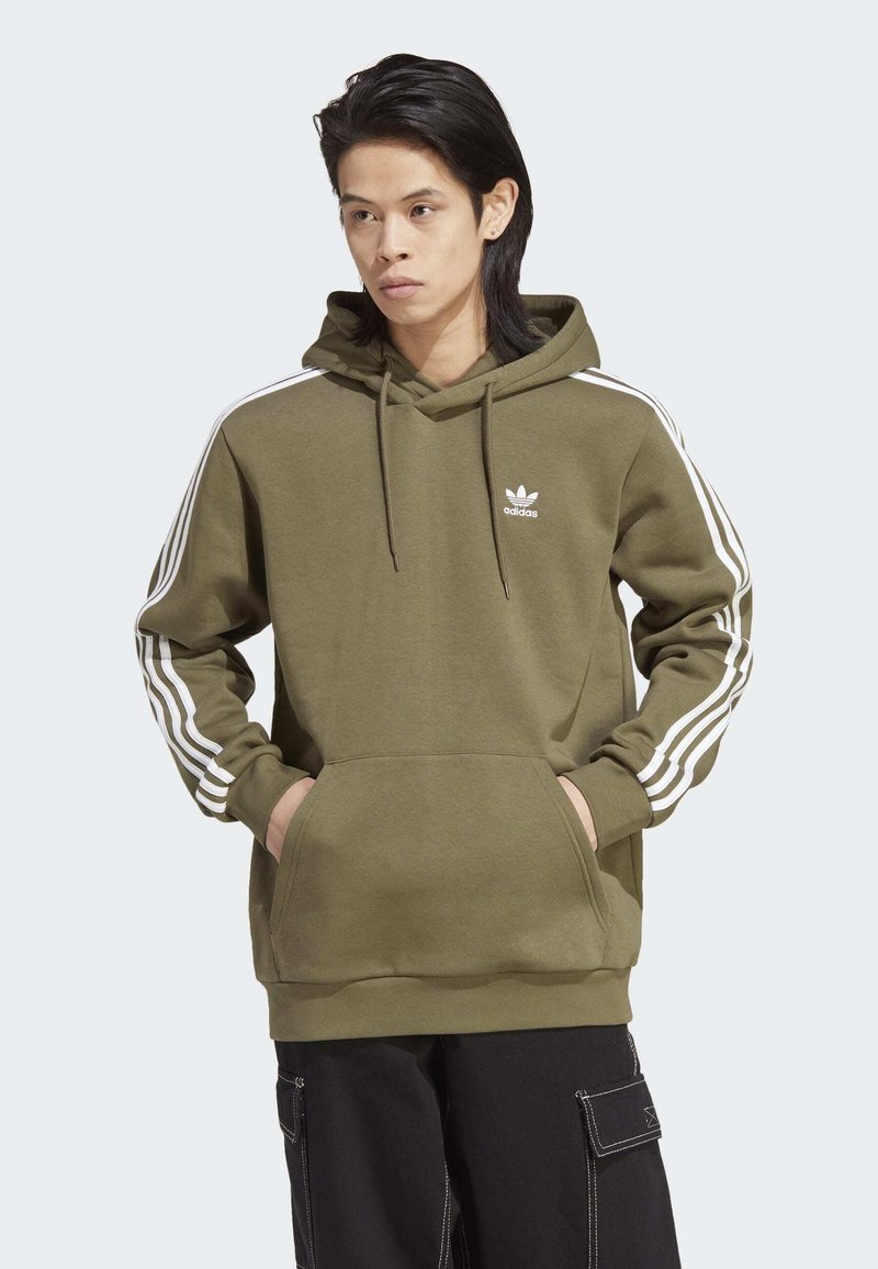 adidas Originals 3 STRIPES HOODY - Sweat à capuche - olive strata