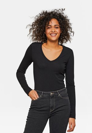 WE FASHION DAMENSHIRT AUS BIO-BAUMWOLLE - Camiseta de manga larga - black
