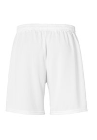 Weiße Sportshorts mit einem elastischen Bund. Glattes Material, knielang, ohne Muster oder sichtbare Beschläge. Einfaches und funktionales Design.