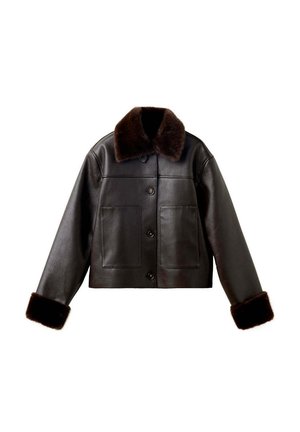 Mango, ADULT - Veste en similicuir - chocoladebruin