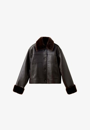 Mango, ADULT - Veste en similicuir - chocoladebruin