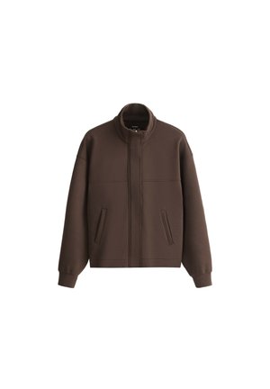OYSHO, CROPPED JACKET WITH MODAL BRUSHED - Veste légère - dark reddish‑brown