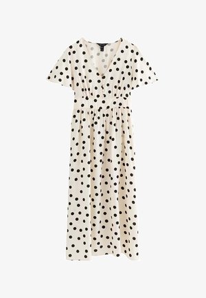 New Look, SPOT PRINT FLUTTER SLEEVE MIDI DRESS - Day dress - off white