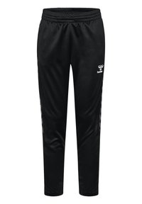 Svarta sportbyxor med elastisk midja. Har sidostreck och logotyp framtill i nederkant, tillverkade av ett mjukt och lätt material.