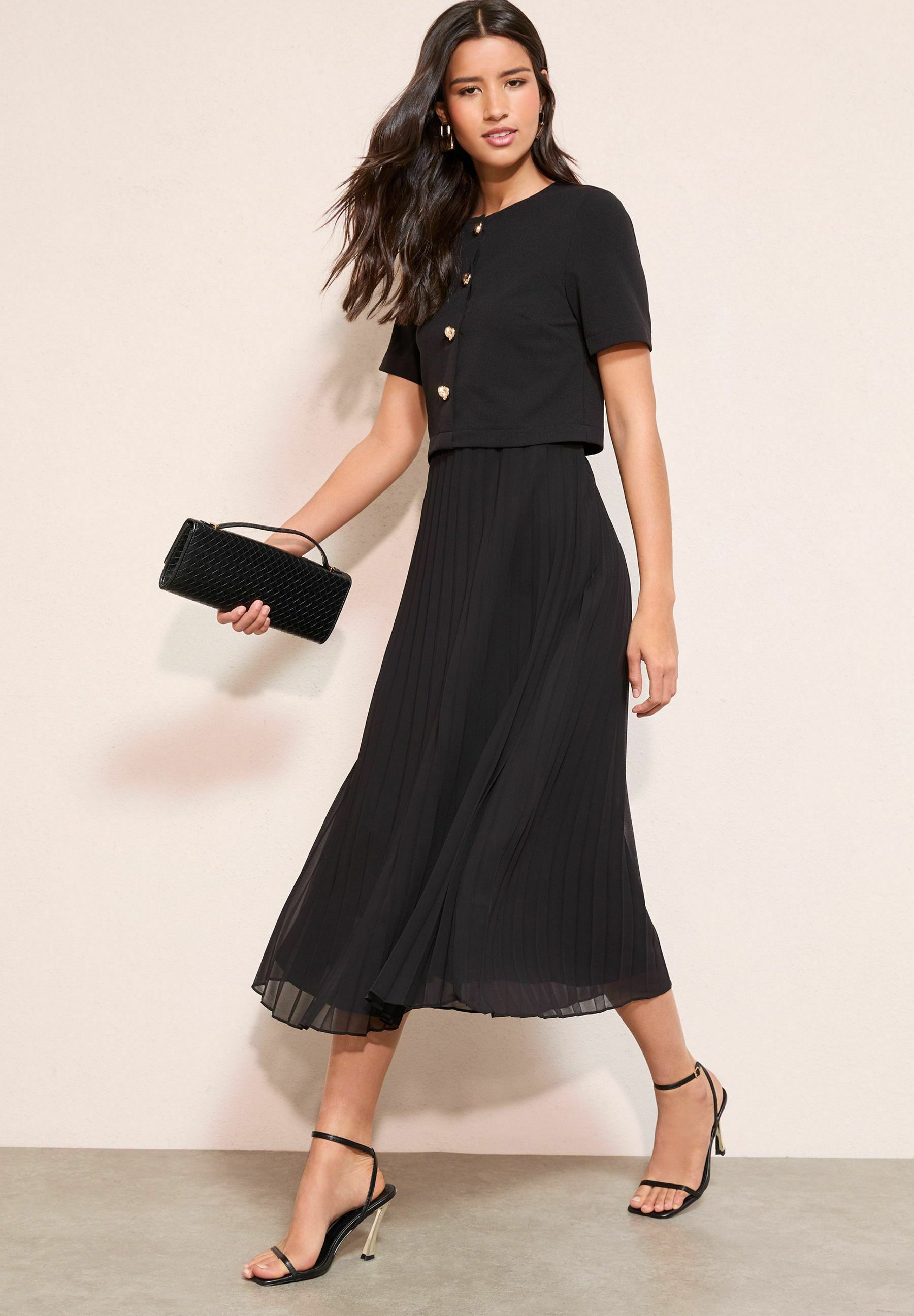Friends Like These BUTTON DOWN 2-IN-1 PLEATED - Shirt dress - black -  Zalando
