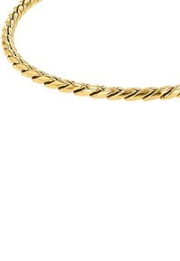 Pulsera de cadena trenzada en tono dorado con un acabado suave y eslabones uniformes, que presenta una forma redonda clásica. Ajustable para un ajuste seguro.